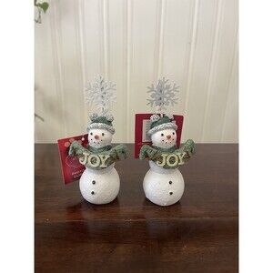 St. Nicholas Square Christmas Snowman Photo Clip Holder Table Decor Set Of 2
